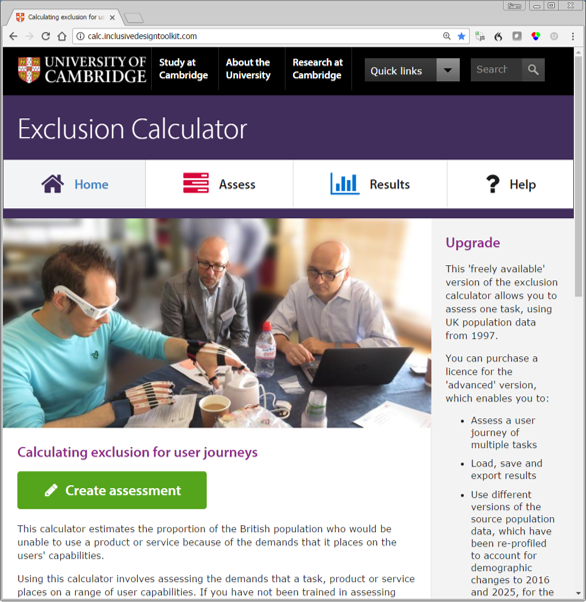 screenshot of the exclusion calculator