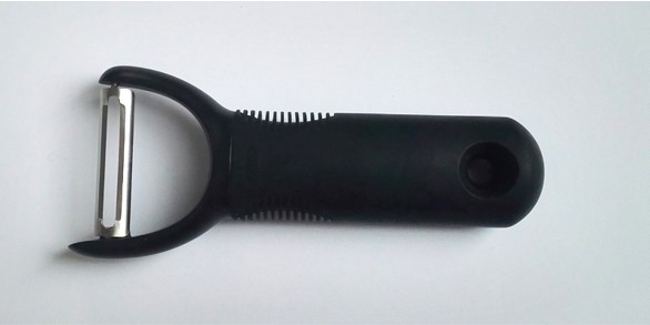 photo of a potato peeler that has a large rubbery handle
