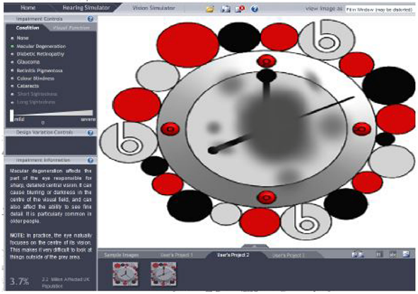 a student's clock design viewed within the software simulator.