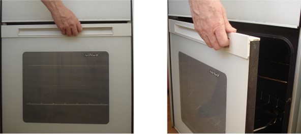 a cooker door with a full width handle at the top