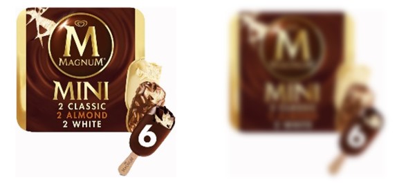 Hero Images of magnum ice cream, shown with and without applied Gaussian blurring