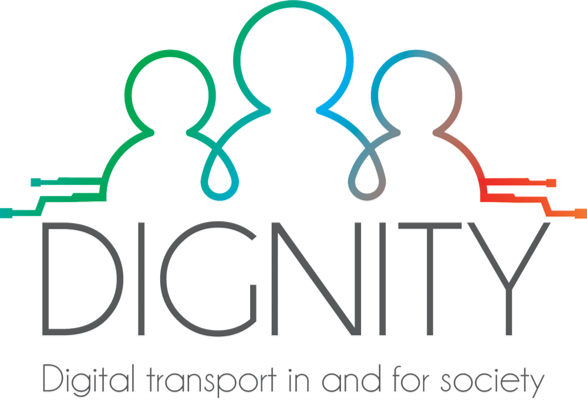 logo for the dignity project, including the words digital transport in and for society